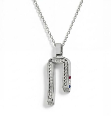 Collier Or blanc et diamant broken chain